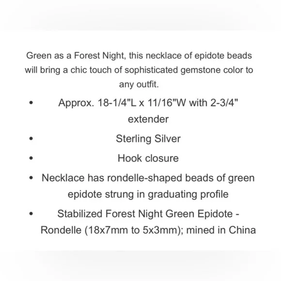 Forest Night Green epidote bead necklace by Jay King - Picture 14 of 14